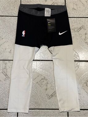New Nike Pro NBA 3/4 Compression Pants White Black Men’s Sizes AT9764-011